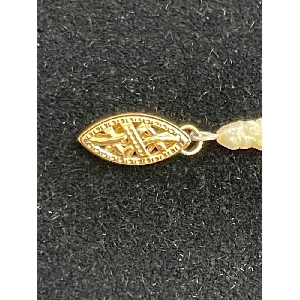 Vintage Freshwater Rice Pearl Necklace 17" w/ 14K Gold Bead Spacers & Clasp - Picture 11 of 12